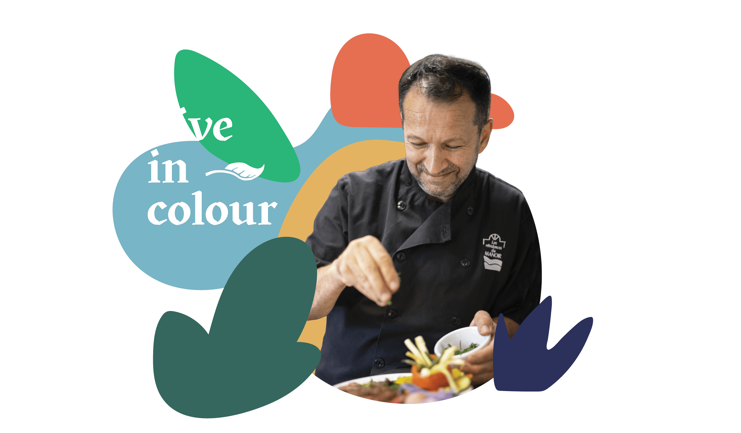 Chef preparing food at the restaurant of the retirement home in Saint-Sauveur